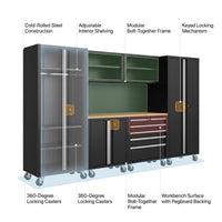 10-Piece Heavy Duty Steel Garage Cabinet System | All-In-One Modular Garage Cabinet Set for Ultimate Workshop Organization | Easy Assembly Garage Storage Cabinets & Tool Bench (Black) — How It Works