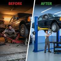 12,000 Lbs Two-Post Car Lift with 220V 4HP Motor & Single-Point Lock – Ideal for Shops, Garages & Heavy-Duty Vehicle Maintenance — Before & After