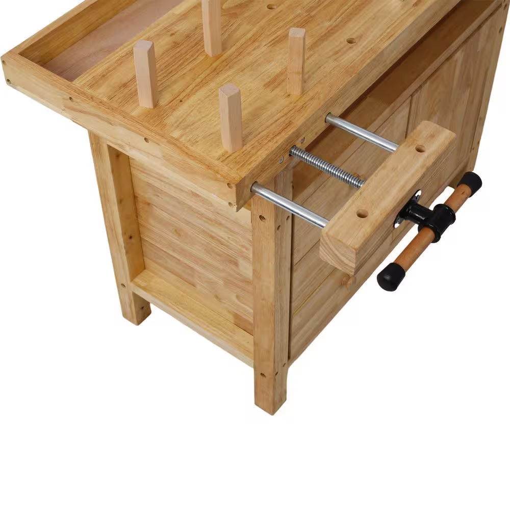 50 In. Wood Workbench Woodworking Bench with 3-Drawers