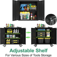 10-Piece Heavy Duty Steel Garage Cabinet System | All-In-One Modular Garage Cabinet Set for Ultimate Workshop Organization | Easy Assembly Garage Storage Cabinets & Tool Bench (Black)