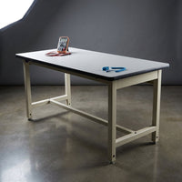 60 In. W X 30 In. D Heavy Duty Adjustable Height Workbench with ESD Anti-Static Laminate Top — Studio Shot