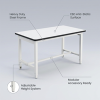60 In. W X 30 In. D Heavy Duty Adjustable Height Workbench with ESD Anti-Static Laminate Top — infographic