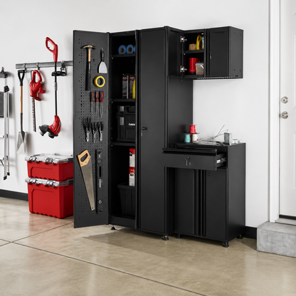Regular Duty Welded 54.5 In. W X 75 In. H X 19.6 In. D 21-Gauge Steel 3-Piece Garage Storage System in Black